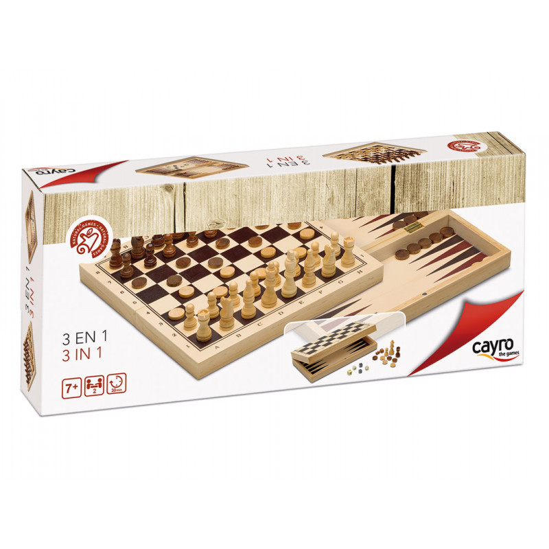 3 en 1 Ajedrez Damas Backgammon